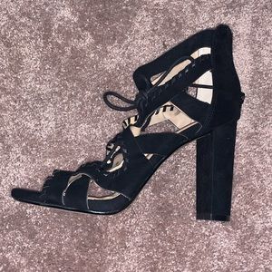 Black Suede High-Heeled Shoes